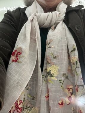 J. Jill Cream Floral Embroidered Lightweight Scarf